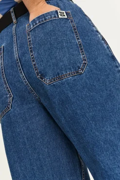 Lucy & Yak Cole - Baggy Wide Leg Denim Jeans in Mid Wash Blue Fashion