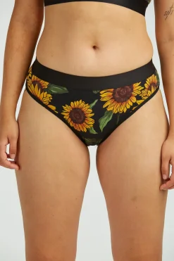 Lucy & Yak Cora - Cotton & Bamboo Bikini Pant in Sunflower Print Hot