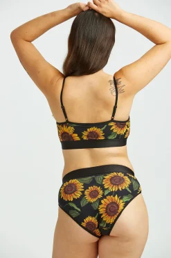 Lucy & Yak Cora - Cotton & Bamboo Bikini Pant in Sunflower Print Hot