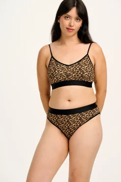 Lucy & Yak Cora - Cotton & Bamboo Bikini Pant in Leopard Print Sale