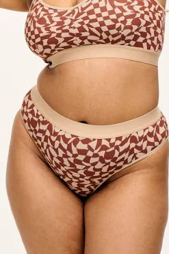 Lucy & Yak Cora - Cotton & Bamboo Bikini Pant in Amara Grid Print Best