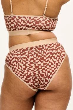 Lucy & Yak Cora - Cotton & Bamboo Bikini Pant in Amara Grid Print Best