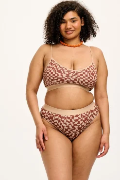 Lucy & Yak Cora - Cotton & Bamboo Bikini Pant in Amara Grid Print Best