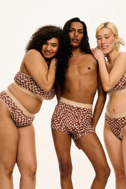 Lucy & Yak Cora - Cotton & Bamboo Bikini Pant in Amara Grid Print Best