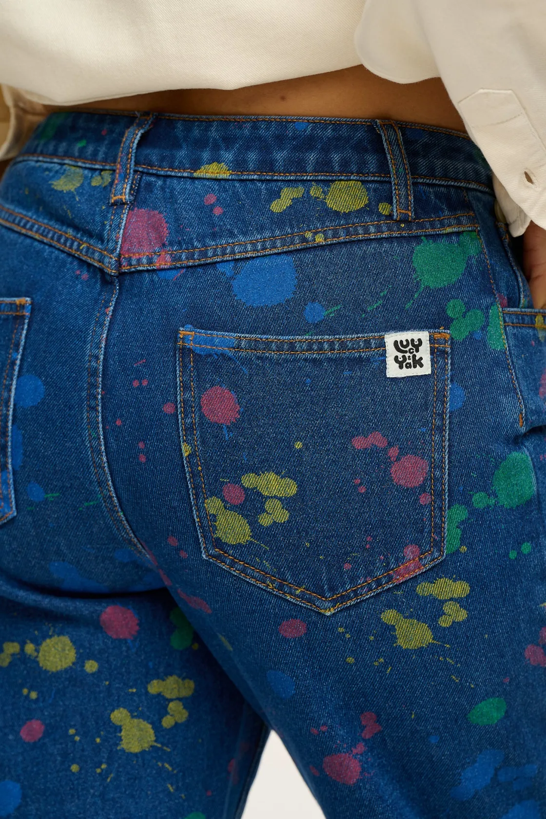 Lucy & Yak Dana - Mom Denim Jeans in Art Attack Print Outlet
