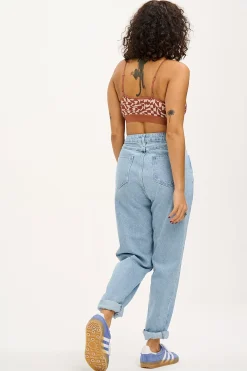 Lucy & Yak Dana - Mom Denim Jeans in Light Wash Blue New
