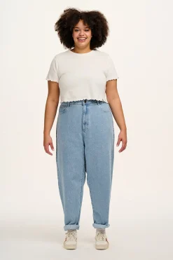Lucy & Yak Dana - Mom Denim Jeans in Light Wash Blue New
