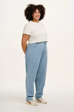 Lucy & Yak Dana - Mom Denim Jeans in Light Wash Blue New