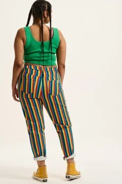 Lucy & Yak Dana - Mom Twill Jeans in Rainbow Stripe Print Outlet
