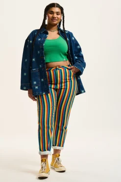 Lucy & Yak Dana - Mom Twill Jeans in Rainbow Stripe Print Outlet