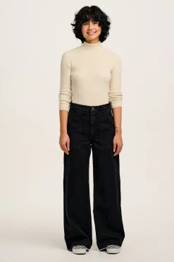 Lucy & Yak Delores - Wide Leg Denim Jeans Washed Black Fashion