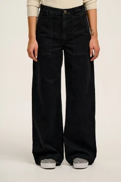 Lucy & Yak Delores - Wide Leg Denim Jeans Washed Black Fashion
