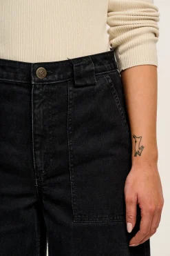 Lucy & Yak Delores - Wide Leg Denim Jeans Washed Black Fashion