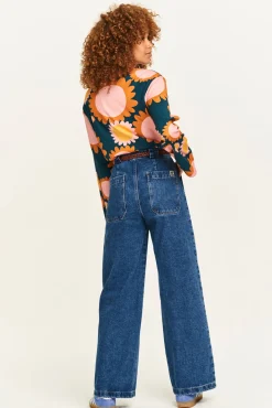 Lucy & Yak Delores - Wide Leg Denim Jeans in Mid Wash Blue Sale