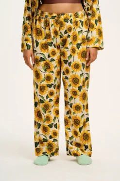 Lucy & Yak Dreamer - Soft Cotton Pyjama Set in Cream Sunflower Print Fashion
