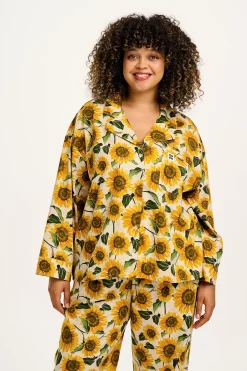 Lucy & Yak Dreamer - Soft Cotton Pyjama Set in Cream Sunflower Print Fashion
