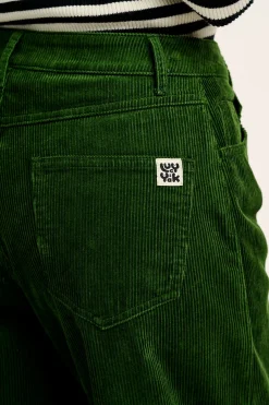Lucy & Yak Drew - Straight Leg Corduroy Trousers in Highland Green Clearance