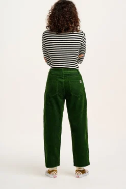 Lucy & Yak Drew - Straight Leg Corduroy Trousers in Highland Green Clearance