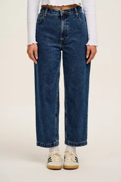 Lucy & Yak Drew - Straight Leg Denim Jeans in Mid Wash Blue Fashion