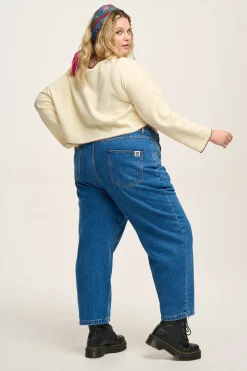 Lucy & Yak Drew - Straight Leg Denim Jeans in Mid Wash Blue Fashion