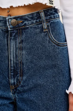 Lucy & Yak Drew - Straight Leg Denim Jeans in Mid Wash Blue Fashion