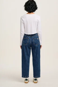 Lucy & Yak Drew - Straight Leg Denim Jeans in Mid Wash Blue Fashion