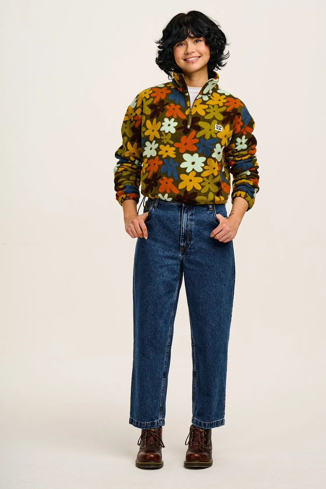 Lucy & Yak Drew - Straight Leg Denim Jeans in Mid Wash Blue Fashion