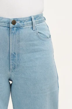 Lucy & Yak Drew - Straight Leg Denim Jeans in Light Wash Blue Best