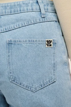 Lucy & Yak Drew - Straight Leg Denim Jeans in Light Wash Blue Best