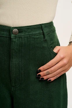 Lucy & Yak Drew - Straight Leg Denim Jeans in Posy Green Hot