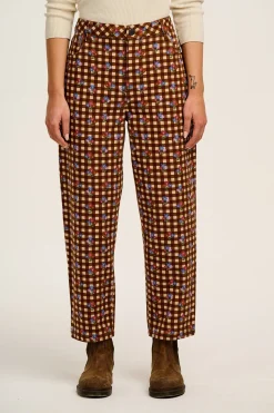 Lucy & Yak Drew - Straight Leg Twill Trousers in Meryl Check Print Clearance