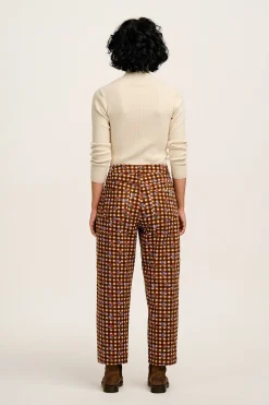 Lucy & Yak Drew - Straight Leg Twill Trousers in Meryl Check Print Clearance
