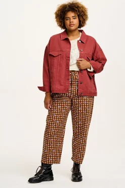 Lucy & Yak Drew - Straight Leg Twill Trousers in Meryl Check Print Clearance