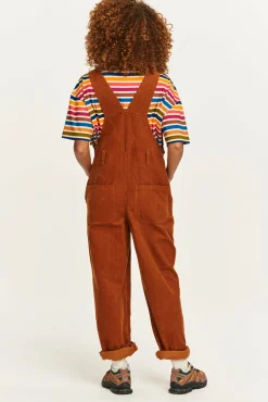 Lucy & Yak Easton - Corduroy Dungarees in Caramel Brown Online