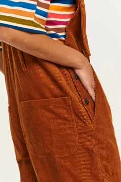 Lucy & Yak Easton - Corduroy Dungarees in Caramel Brown Online
