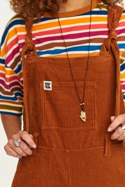 Lucy & Yak Easton - Corduroy Dungarees in Caramel Brown Online