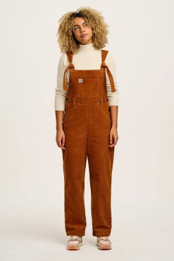 Lucy & Yak Easton - Corduroy Dungarees in Caramel Brown Online