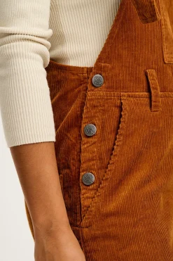 Lucy & Yak Easton - Corduroy Dungarees in Caramel Brown Online
