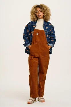 Lucy & Yak Easton - Corduroy Dungarees in Caramel Brown Online