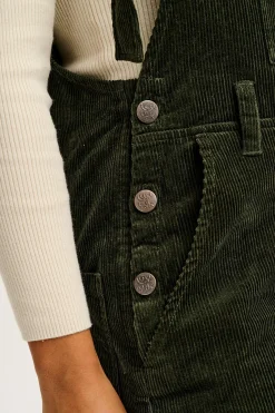 Lucy & Yak Easton - Corduroy Dungarees in Dark Olive Green Online