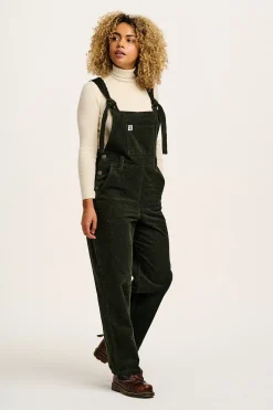 Lucy & Yak Easton - Corduroy Dungarees in Dark Olive Green Online