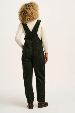 Lucy & Yak Easton - Corduroy Dungarees in Dark Olive Green Online
