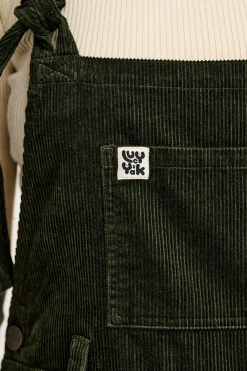 Lucy & Yak Easton - Corduroy Dungarees in Dark Olive Green Online