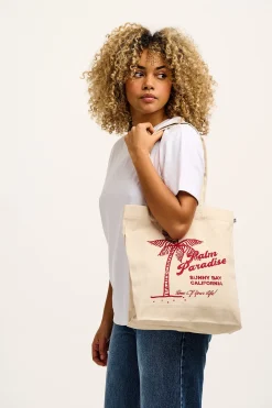 Lucy & Yak Felix - Cotton Tote Bag with Palm Paradise Print Hot