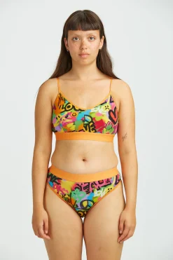 Lucy & Yak Fleur - Cotton & Bamboo Thong in Graffiti Print Sale