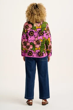 Lucy & Yak Frederika - Cardigan in Purple Poppies Print Outlet
