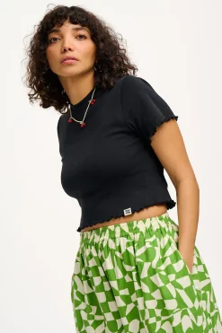 Lucy & Yak Greta - Cropped Cotton Top in Black Fashion