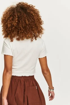 Lucy & Yak Greta - Cropped Cotton Top in Ecru New