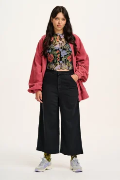 Lucy & Yak Halston - Wide leg Cotton & Hemp Trousers in Black Clearance