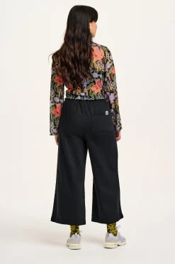 Lucy & Yak Halston - Wide leg Cotton & Hemp Trousers in Black Clearance